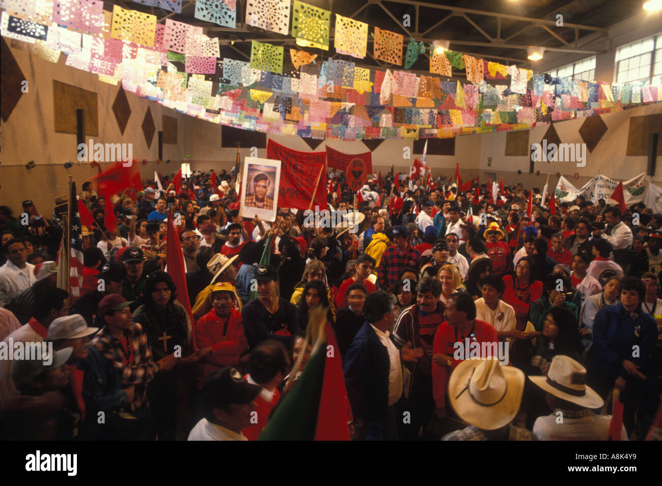 United Farmworkes Rally in Sacramento after a 350 mile march, 1994. Stock Photo