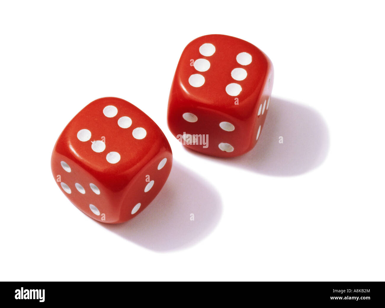 A pair of red dice Stock Photo Alamy