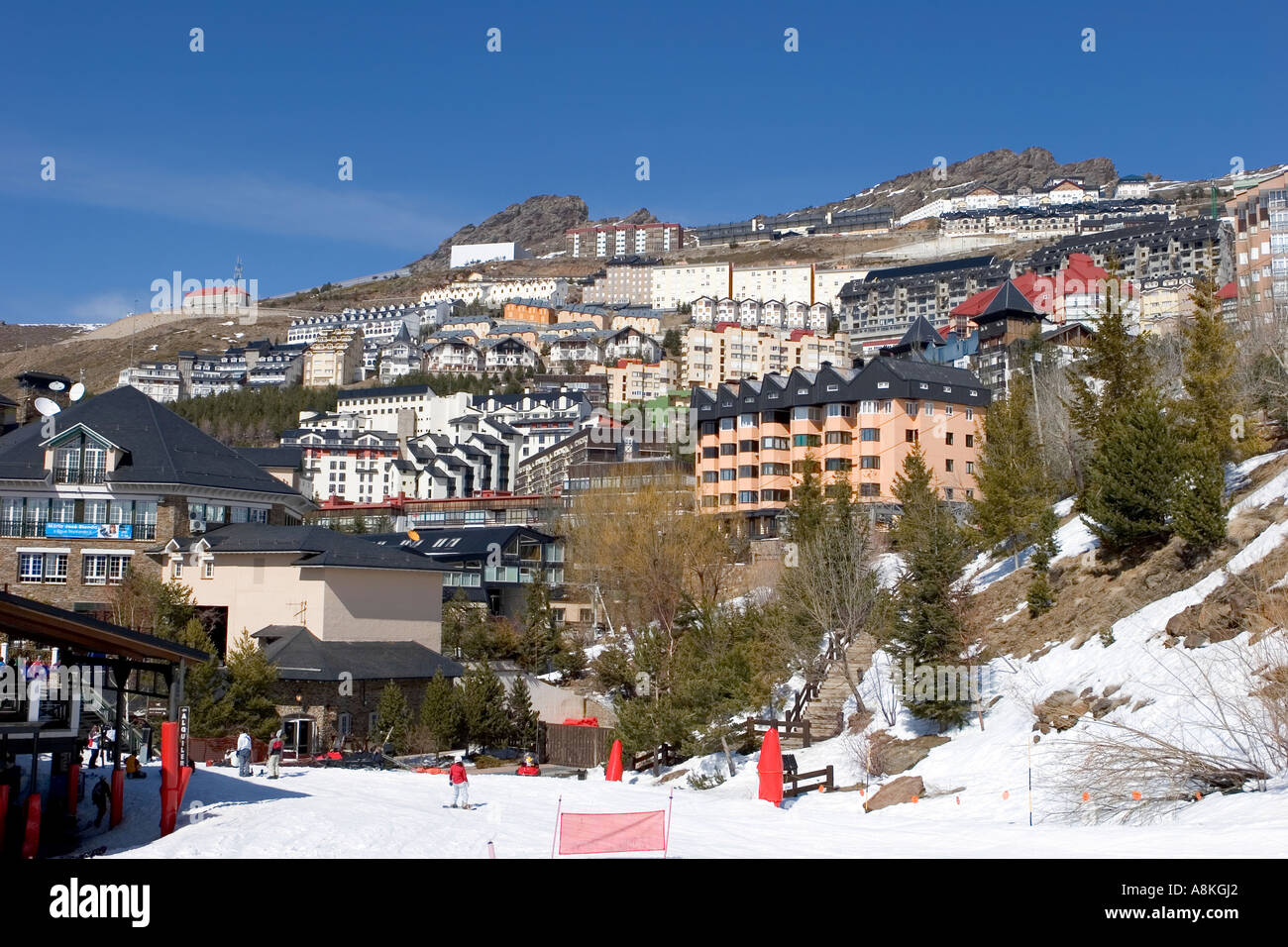 Town of Pradollano ski resort in Spain in the Sierra Nevada mountains Stock Photo