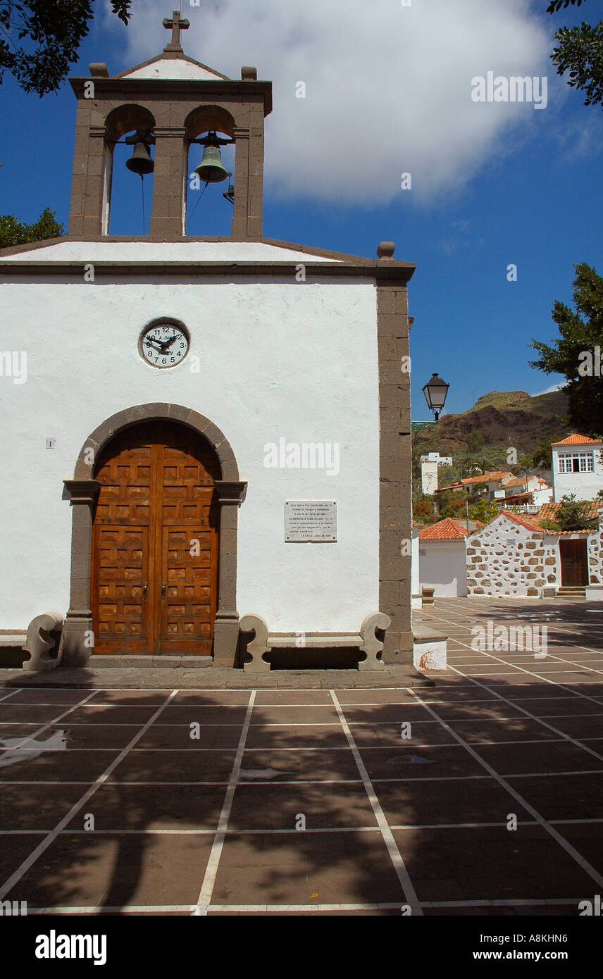 St. Jose Church built in 1880 in Fataga village in the municipality of San Bartolome de Tirajana in Gran Canaria, one of Spain's Canary Islands Stock Photo