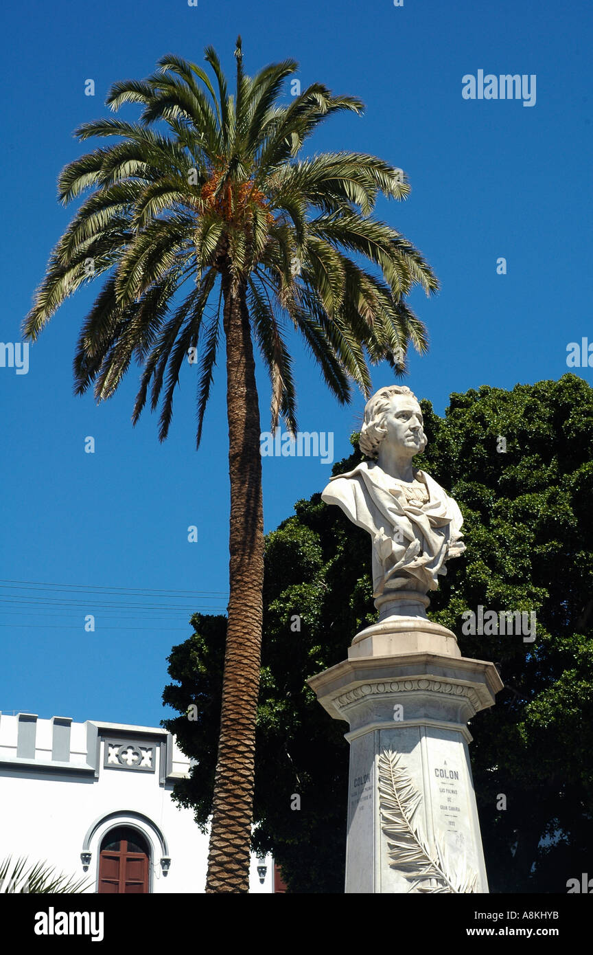 Bust of Christopher Columbus in Alameda de Colon in Triana quarter, in