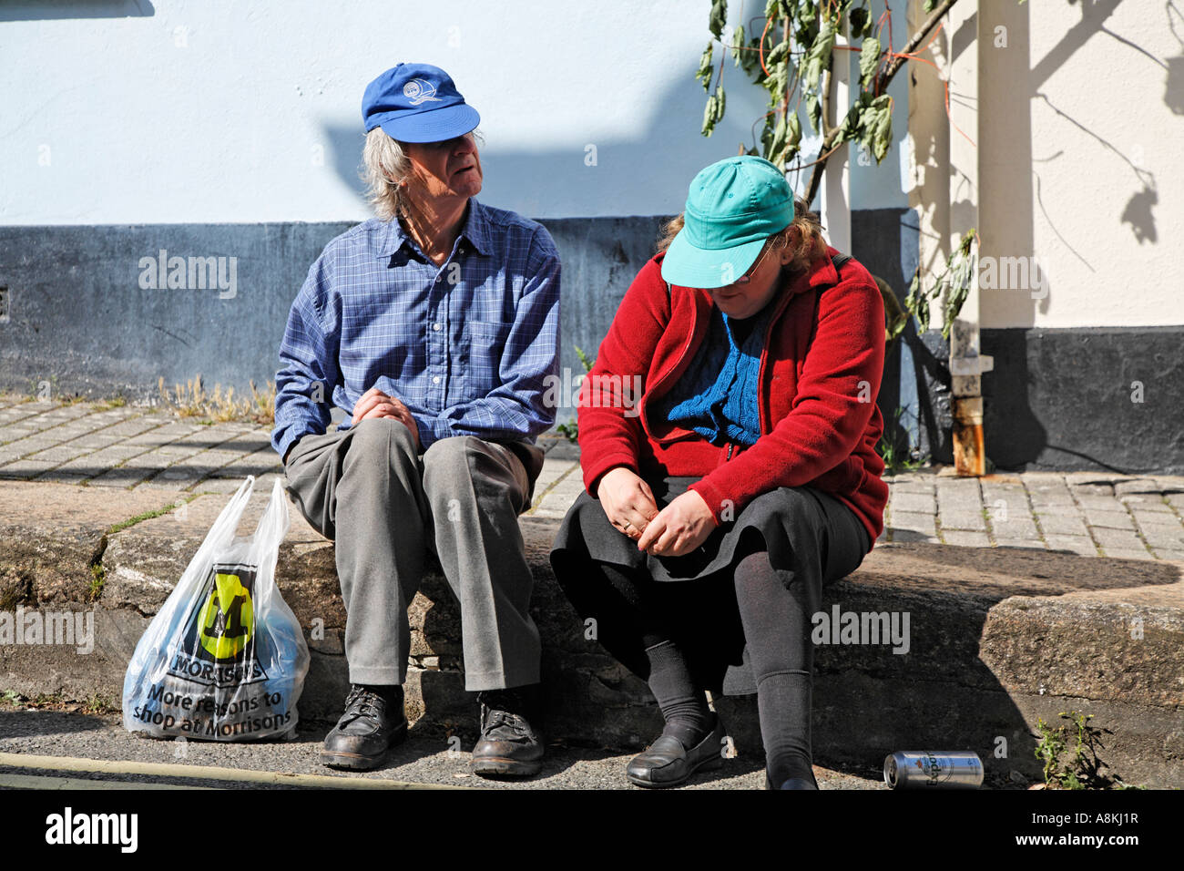 Old Couple At The Obby Oss Mayday Celebrations Padstow Cornwall Britain UK Europe Stock Photo