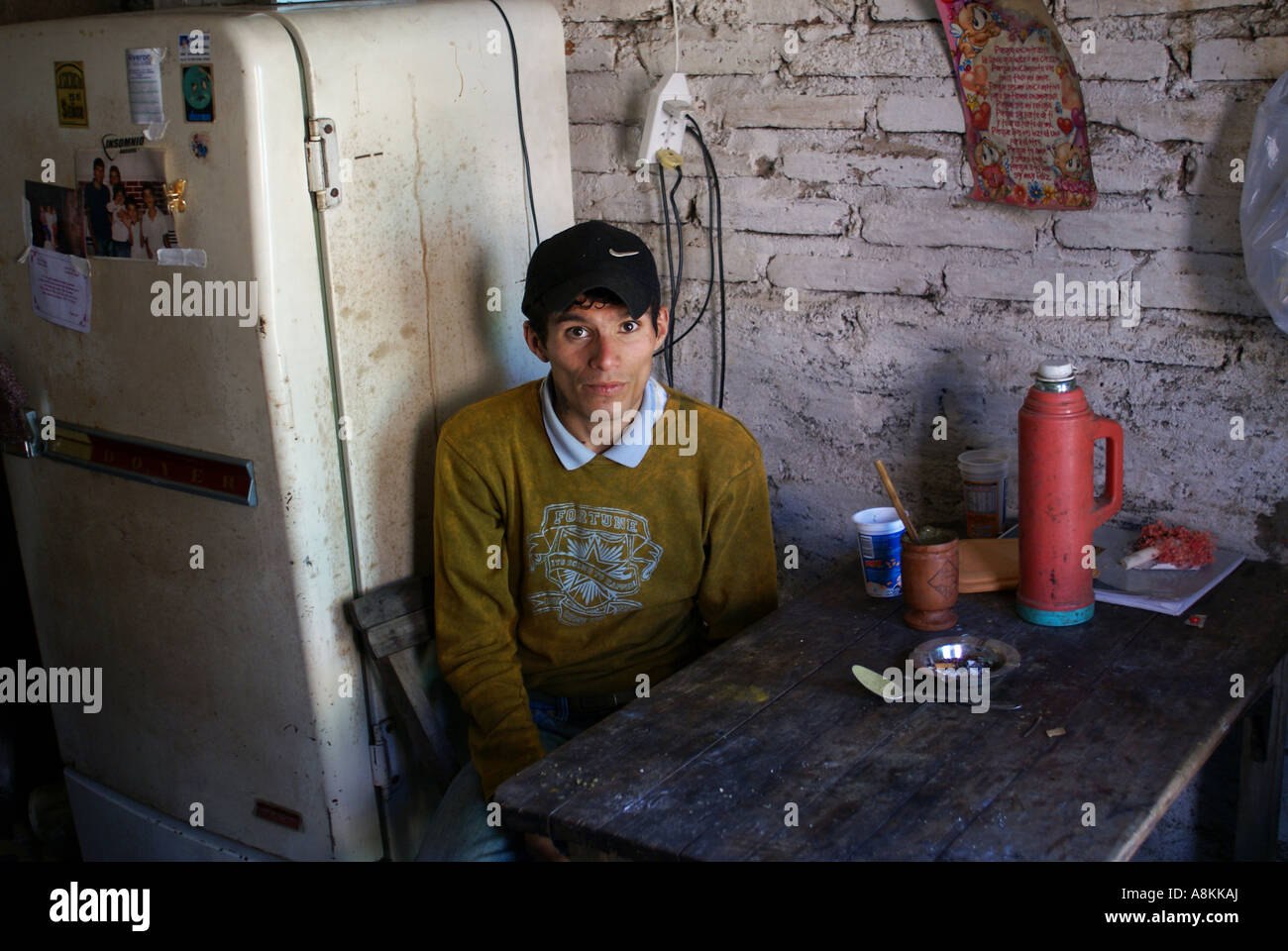 Young man in a poor house, Cordoba, Argentine Stock Photo