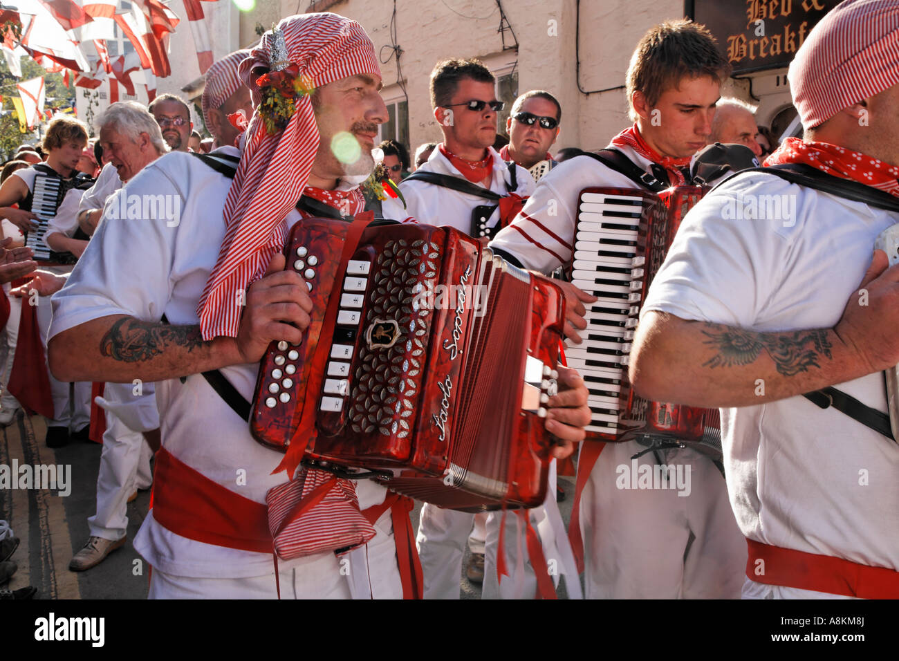 Accordion Players At The Obby Oss Mayday Celebrations Padstow Cornwall
