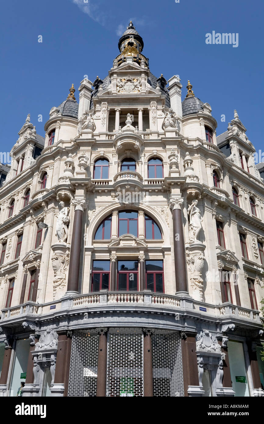 Department store, Jugenstil front, Leysstraat, Antwerp, Belgium Stock