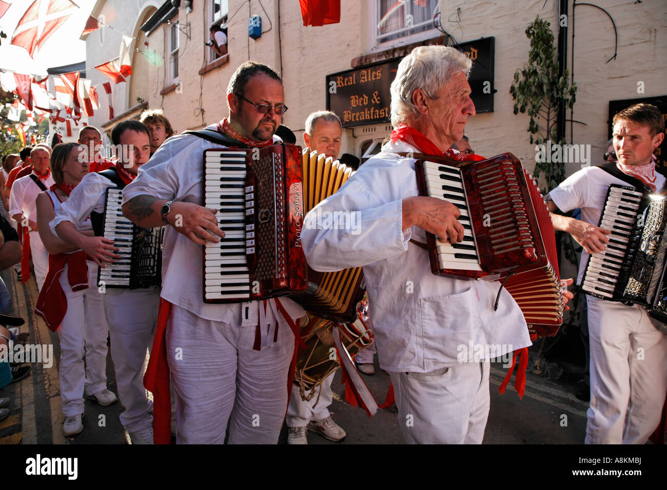 Accordion Players At The Obby Oss Mayday Celebrations Padstow Cornwall