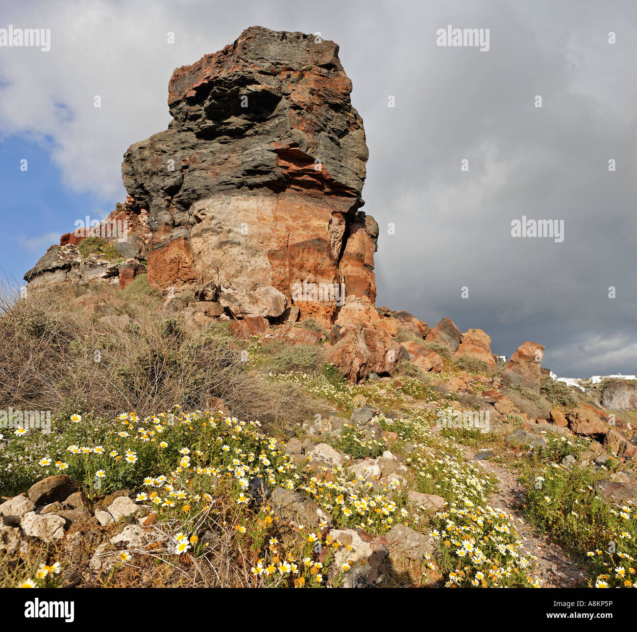 Skaros rock, Santorini, Greece Stock Photo