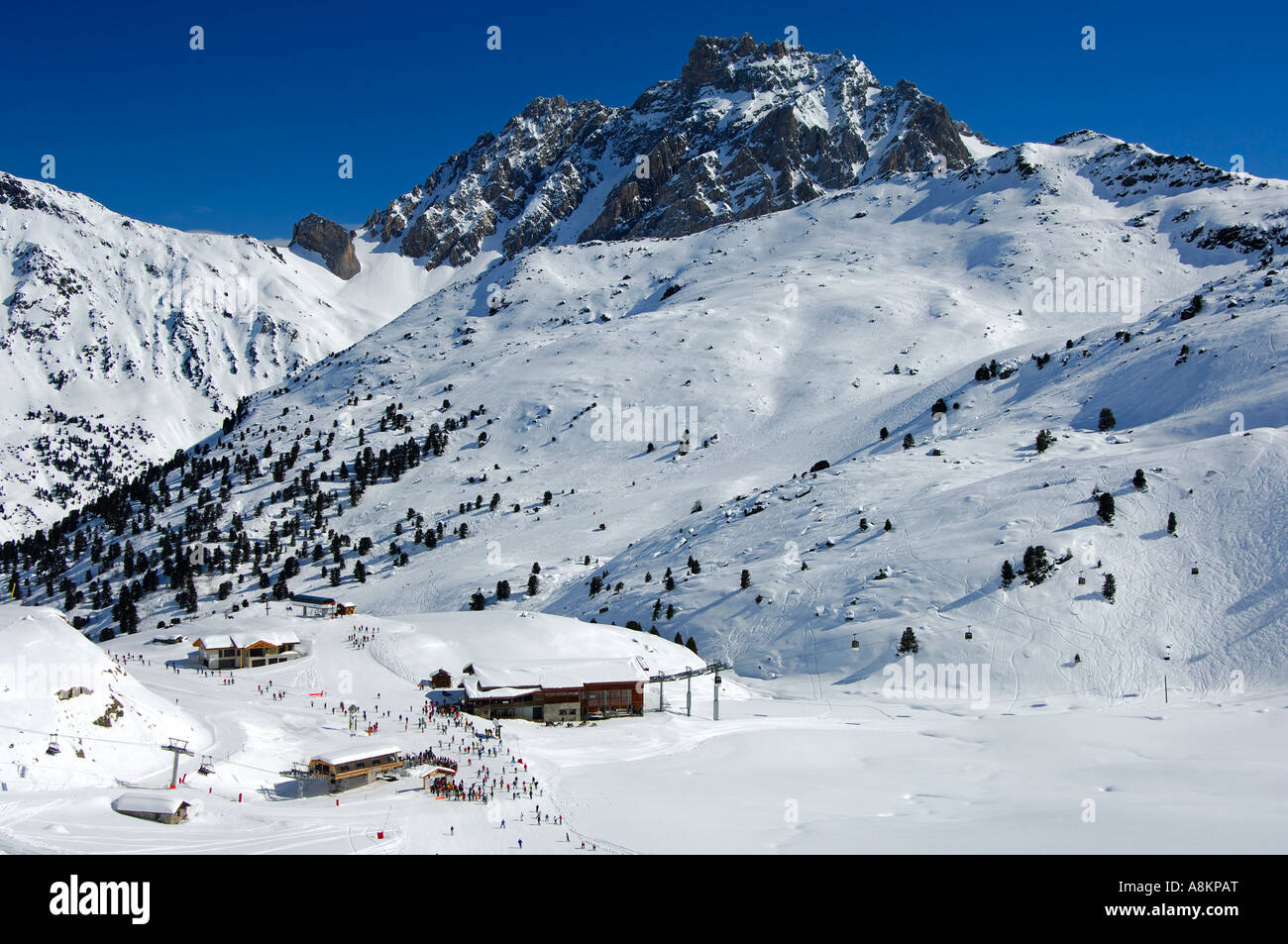 Plan des Mains, Mont du Vallon, skiing area Trois Vallées, Haute-Savoie France Stock Photo