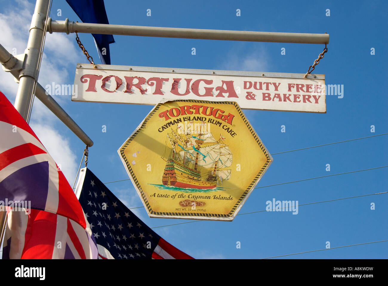 Grand Cayman Town Tortuga Rum Cake sign Stock Photo Alamy