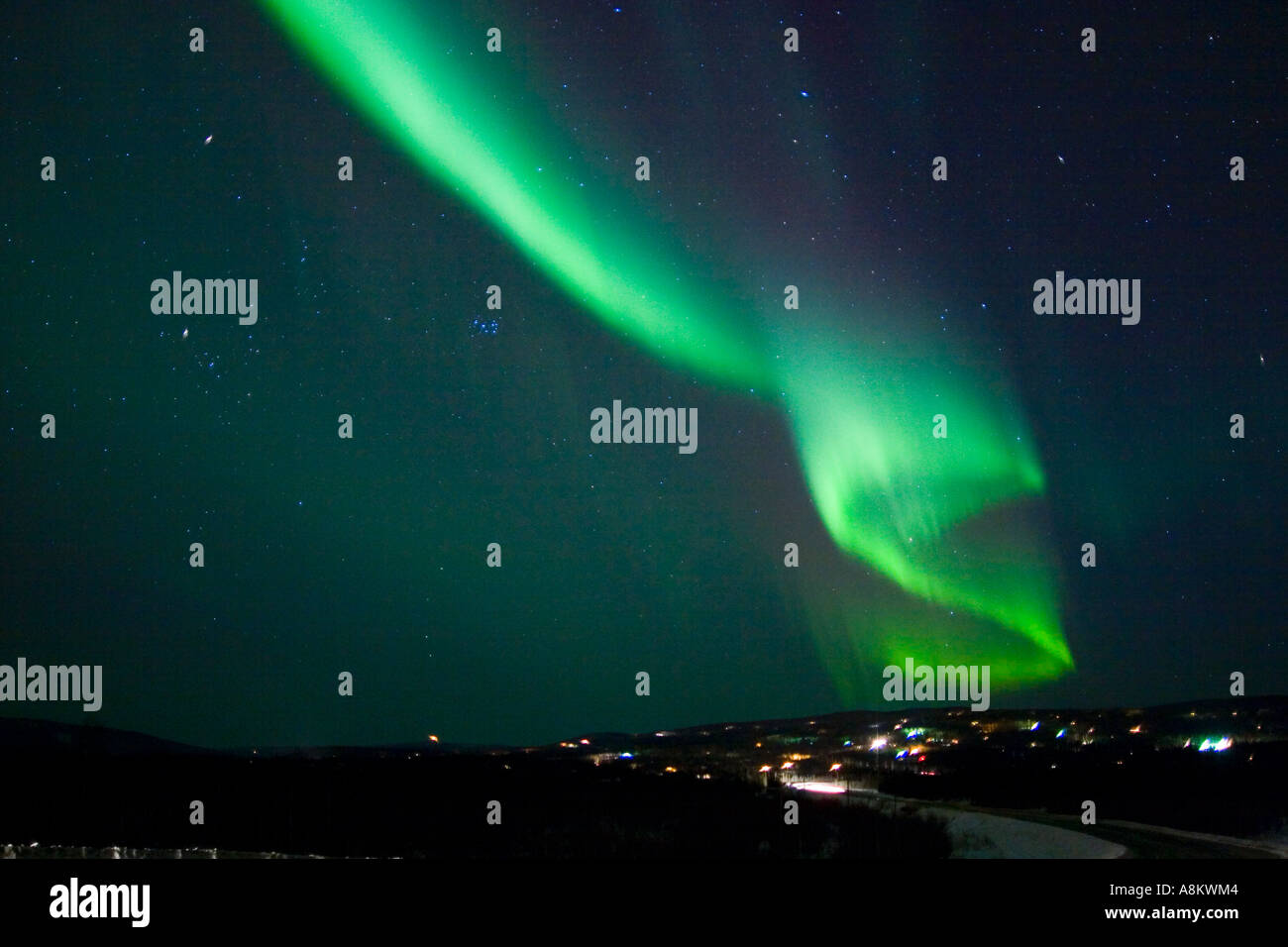 S-shaped aurora borealis Stock Photo