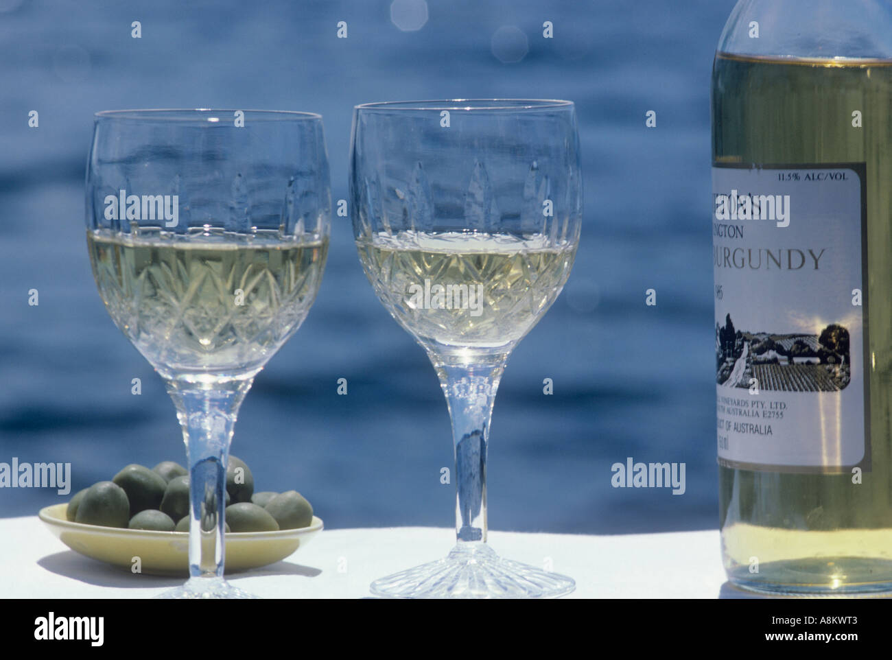 White wine produced in the Hunter River region of NSW, Australia Stock Photo