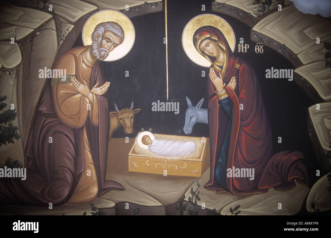Mural of the Nativity from Panormitis Greek Orthodox Monastery on Symi