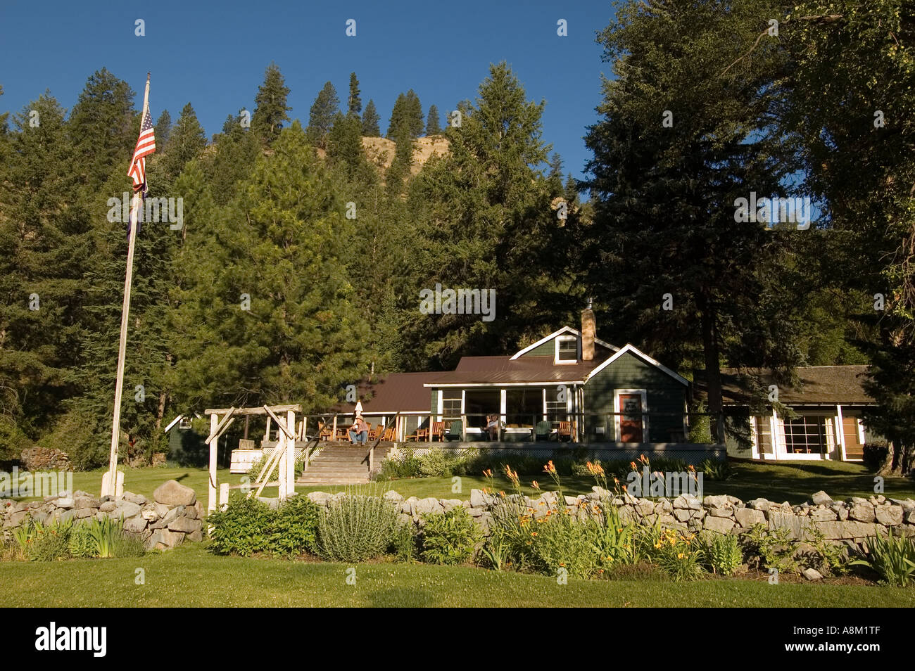 IDAHO INDIAN GUEST RANCH LODGE Main Salmon River near Shoupe ID Stock Photo