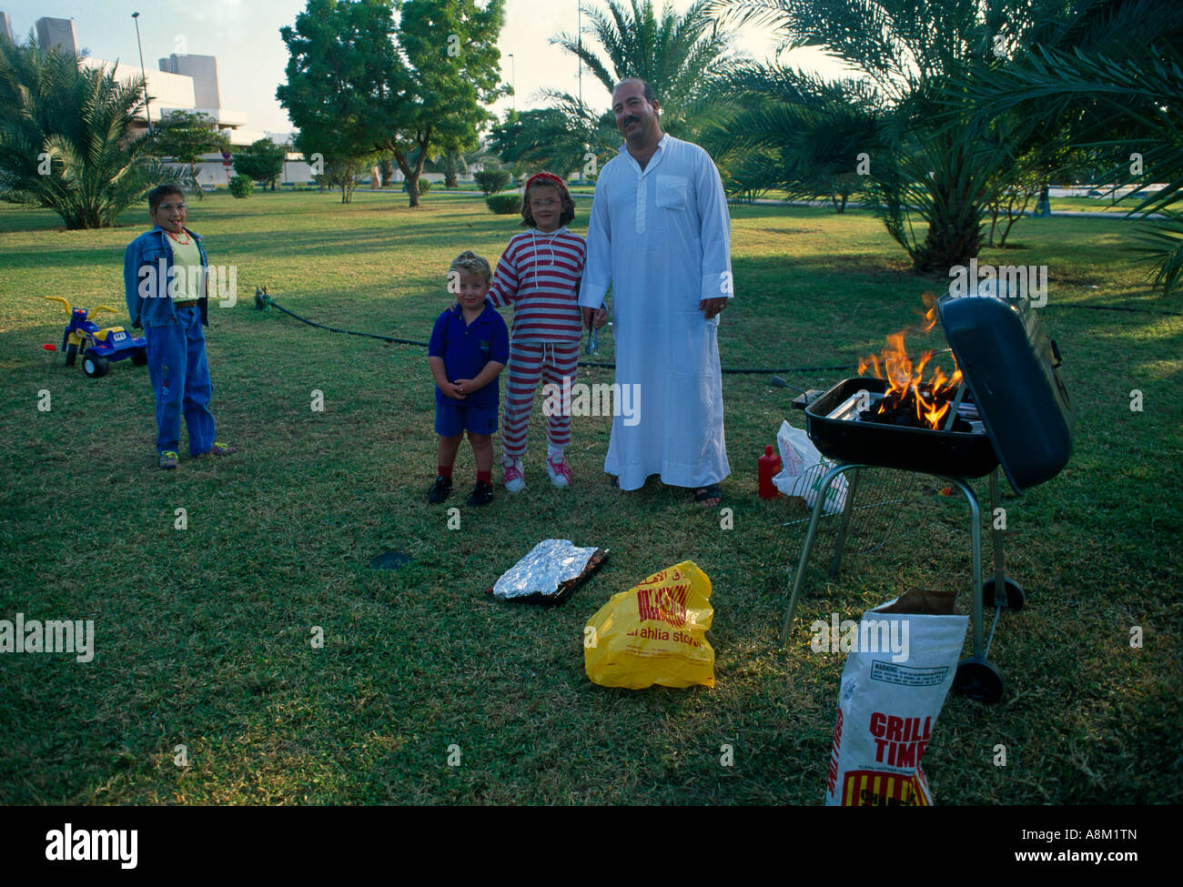 Abu Dhabi UAE Bbq In Park Stock Photo Alamy