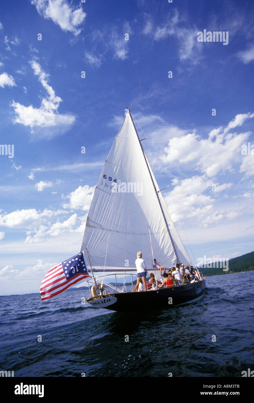 Sailing on Flathead Lake, Montana, USA Stock Photo Alamy
