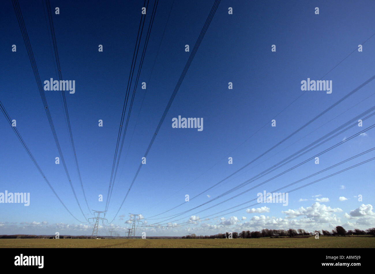 High voltage electricity tower in France Stock Photo Alamy