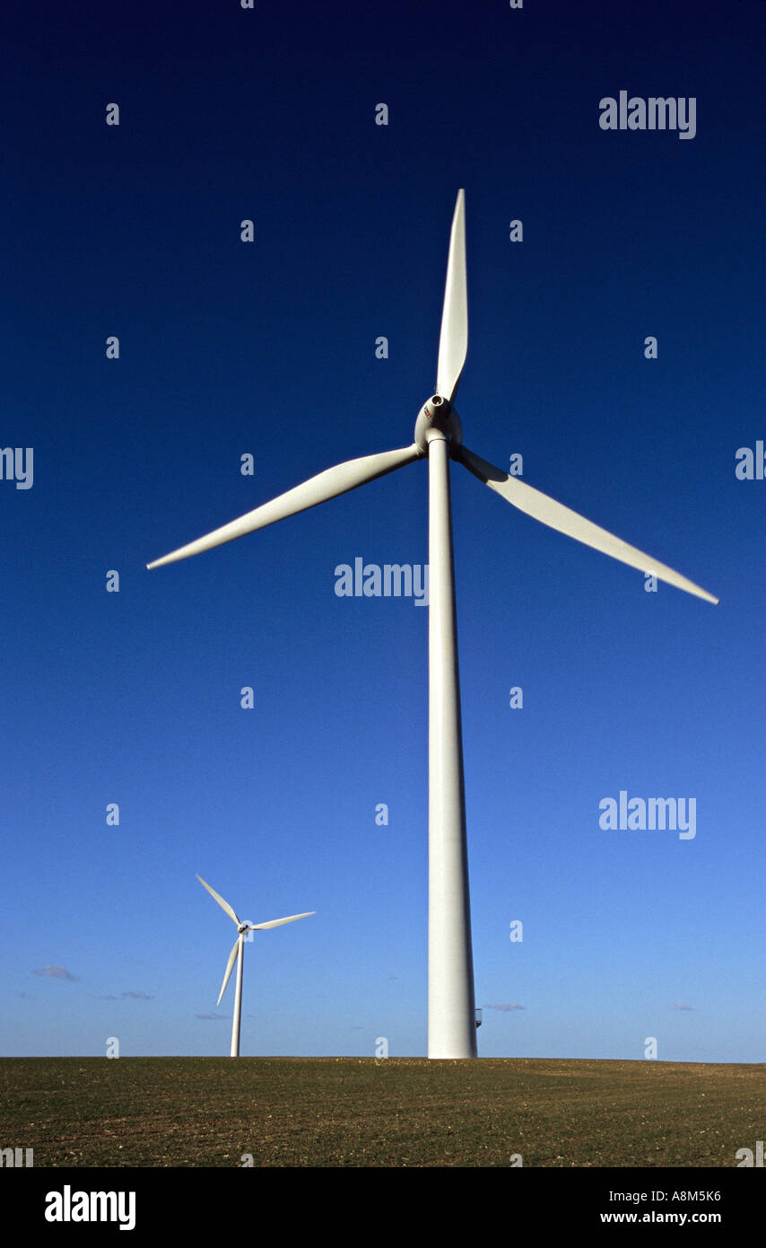 Windmills in a field in France Stock Photo Alamy