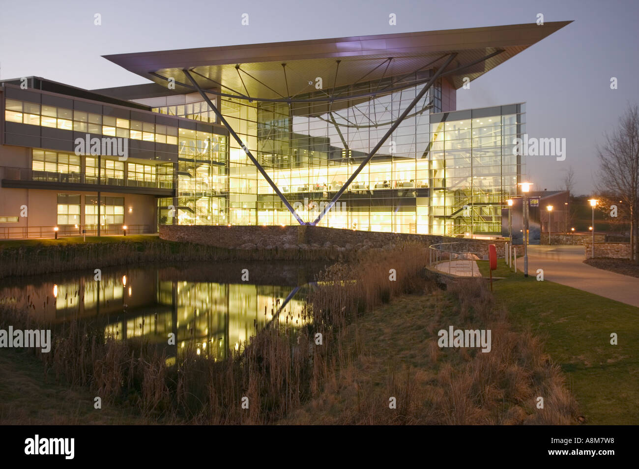 The Meteorological Office at dusk Exeter Devon Great Britain Stock