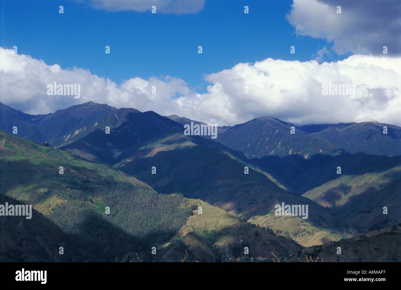View from the Mandango mountain trail in Vilcabamba in south Ecuador Stock Photo