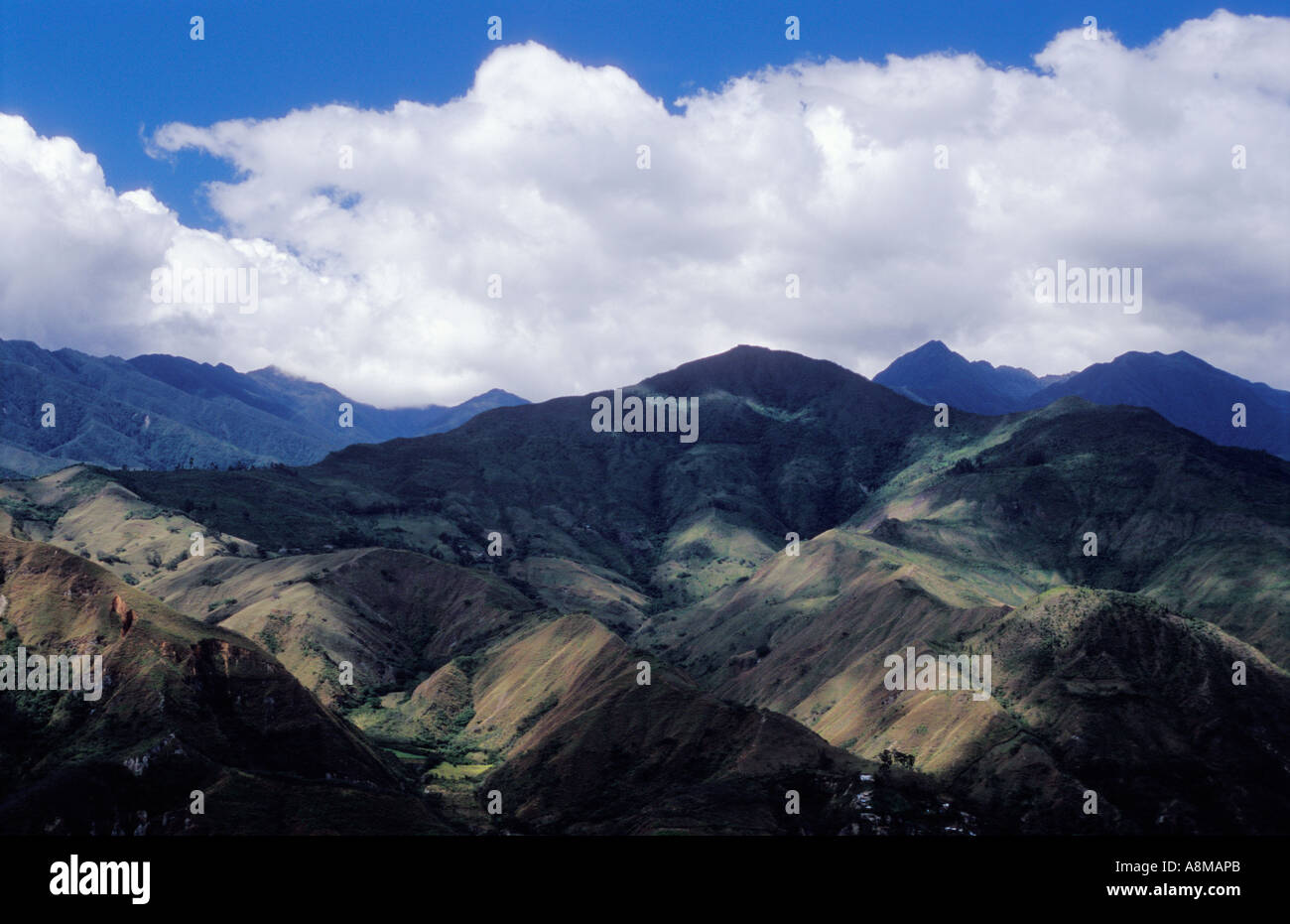 View from the Mandango mountain trail in Vilcabamba in south Ecuador Stock Photo