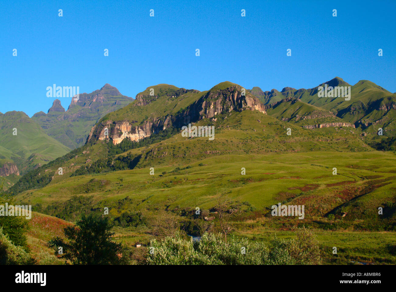 The Bell and Cathedral Peak With Other Drakensberg Mountains Kwazulu ...