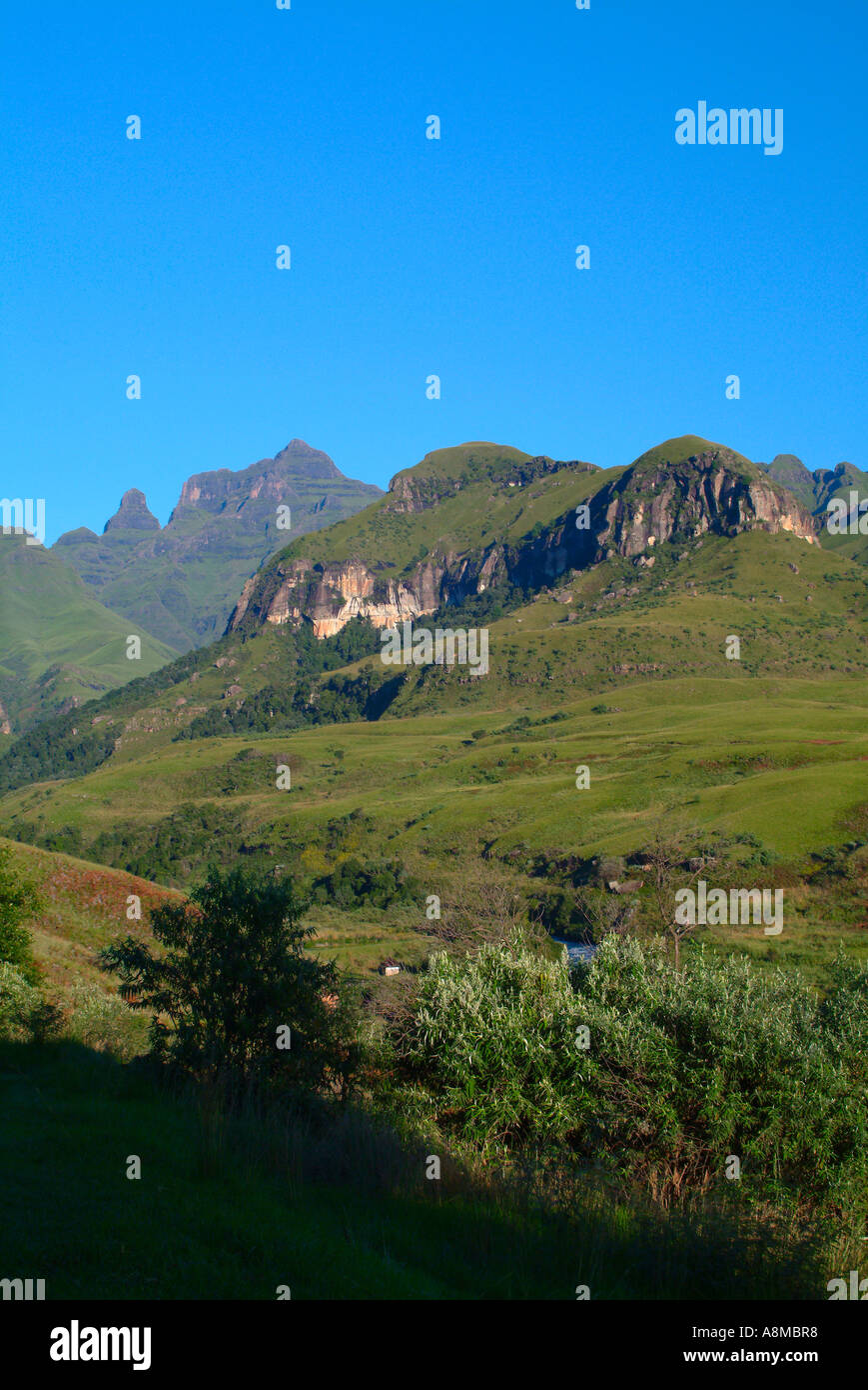 The Bell and Cathedral Peak With Other Drakensberg Mountains Kwazulu ...