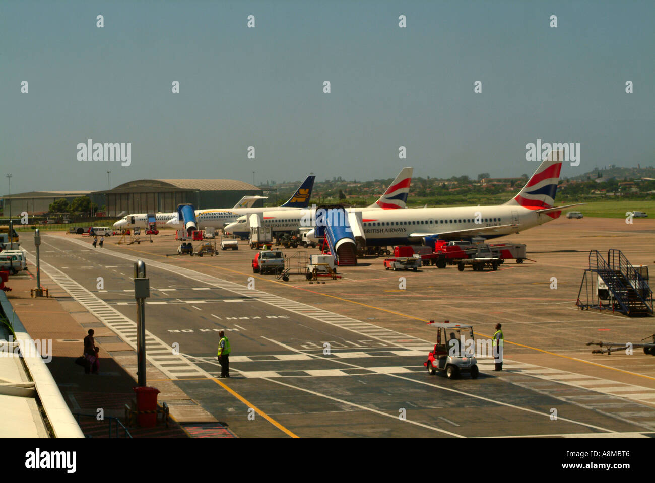 Airliners at Stands at Durban International Airport South Africa Stock