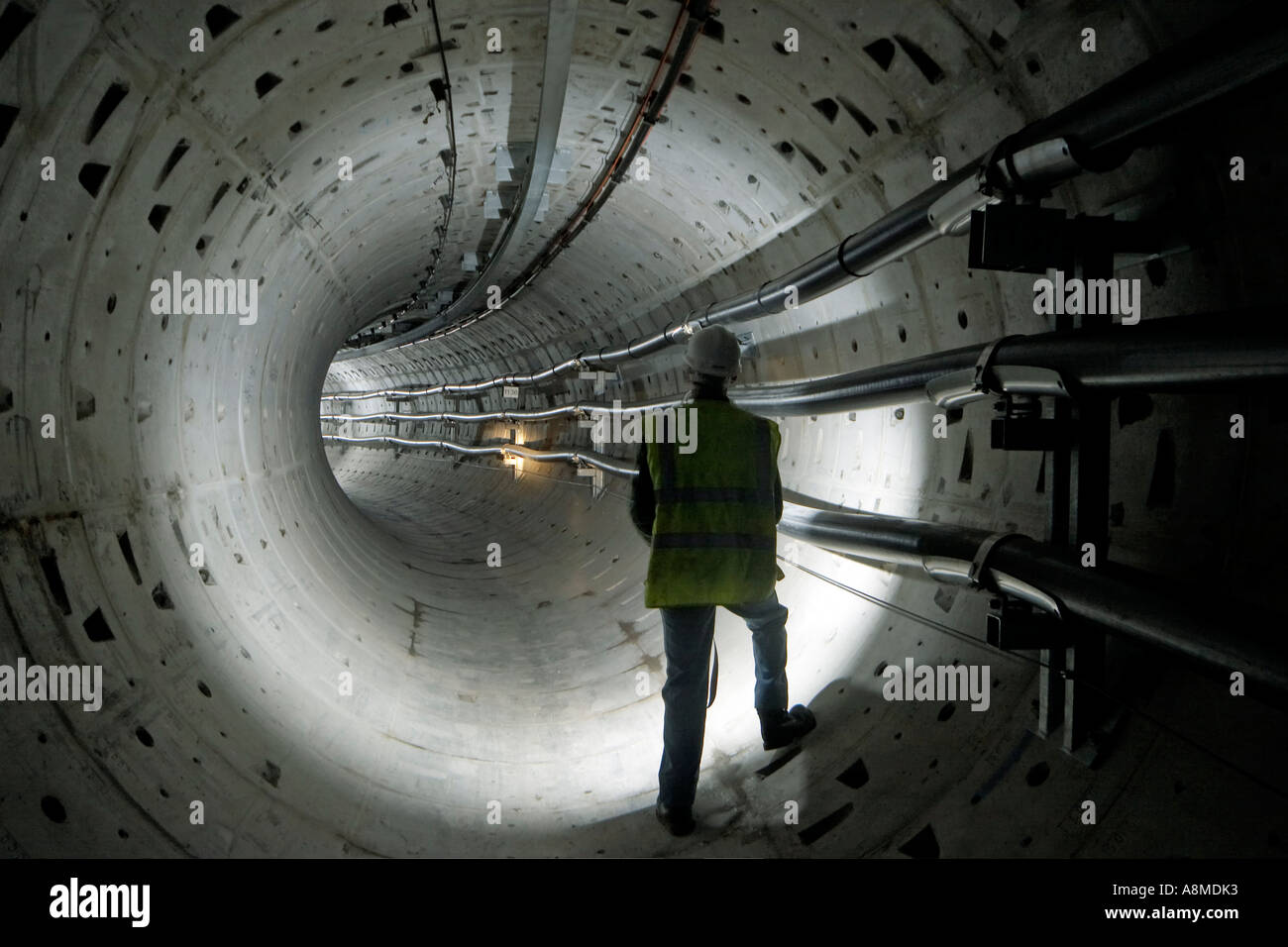 Deep underground electricity transmission tunnel with building