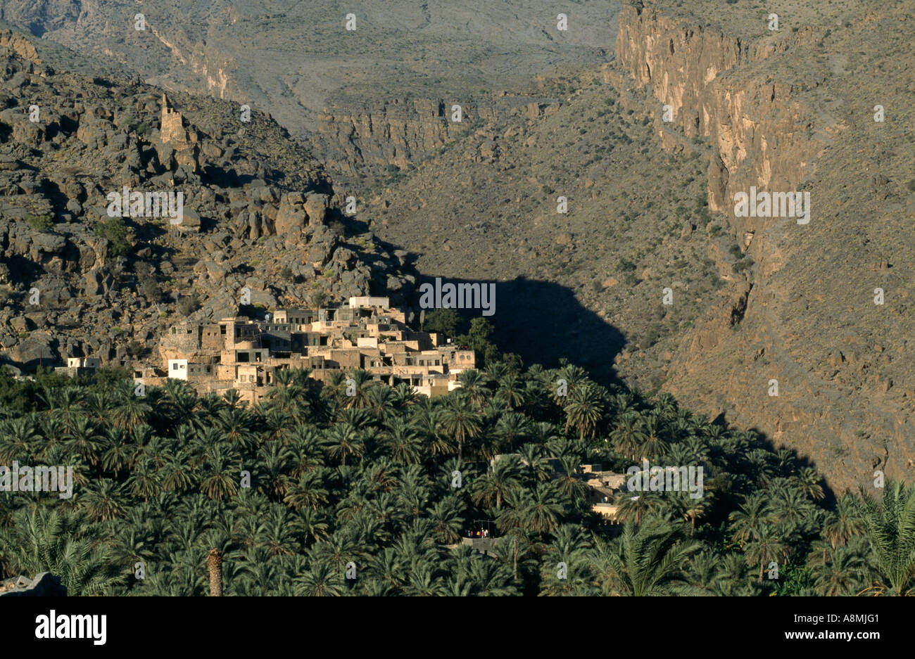The remote mountain village of Misfah, near Nizwa, Oman. Stock Photo