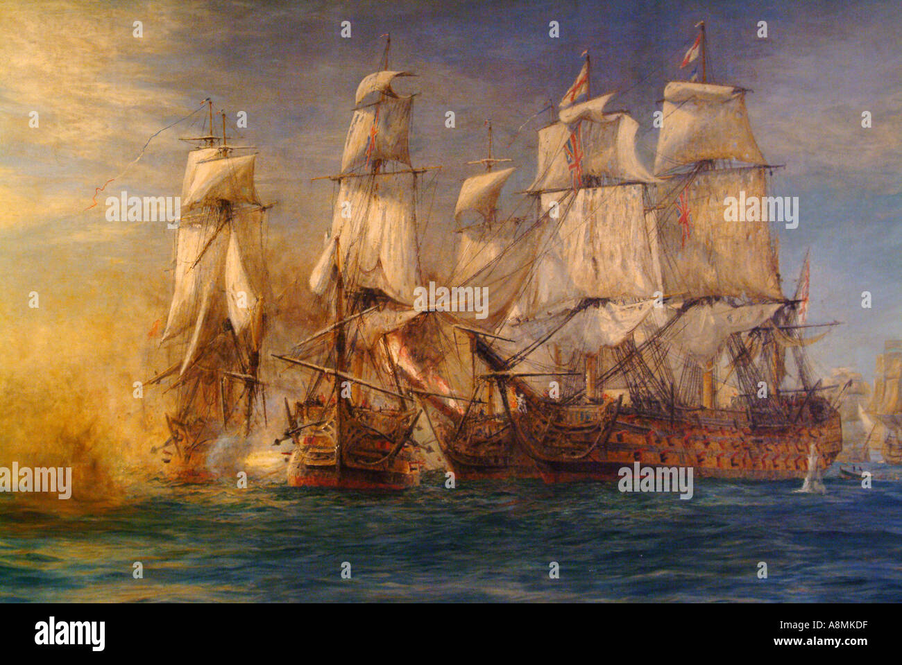 W L Wyllie Battle of Trafalgar Panoramic Detail 1805 Stock Photo
