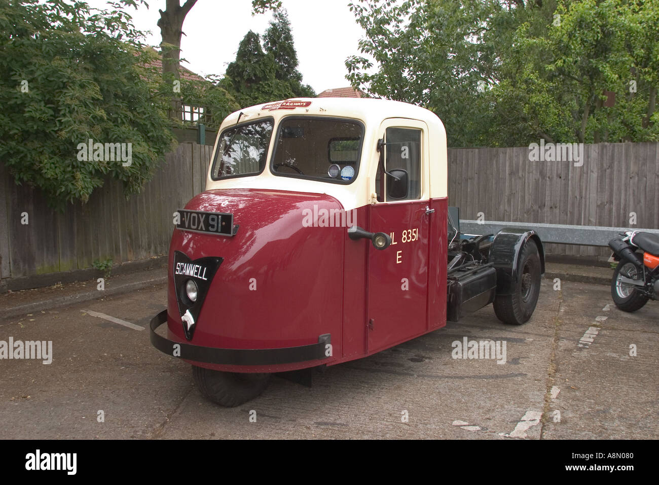 Vintage British Railways Scammell Scarab 3 wheeled vehicle Stock Photo