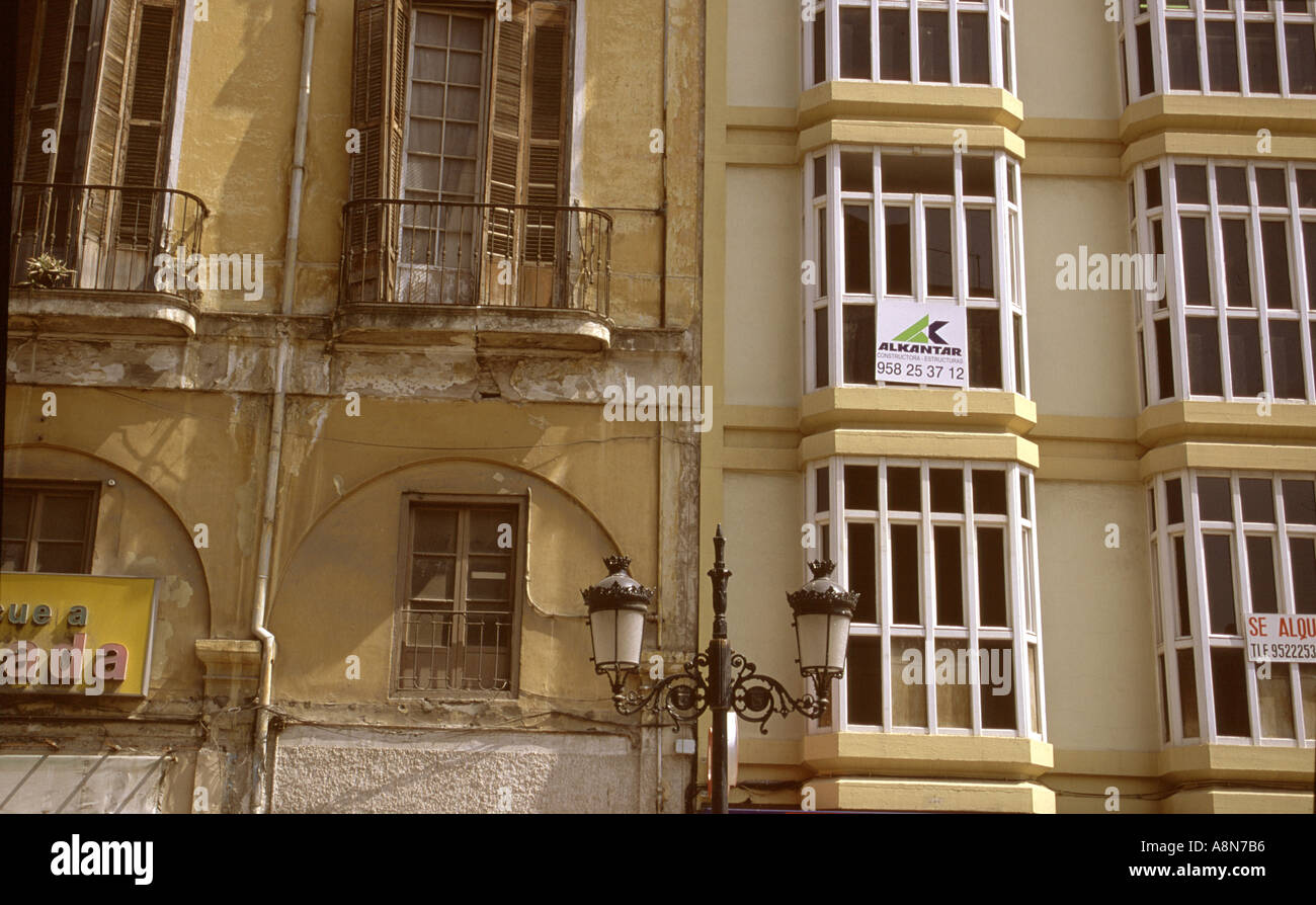 Old and New windows Malaga Spain Stock Photo Alamy