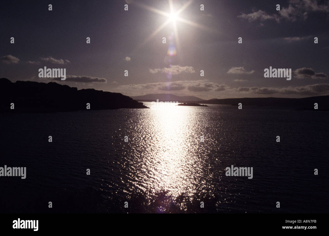 Sunset over Lough Currane Co Kerry Ireland Stock Photo