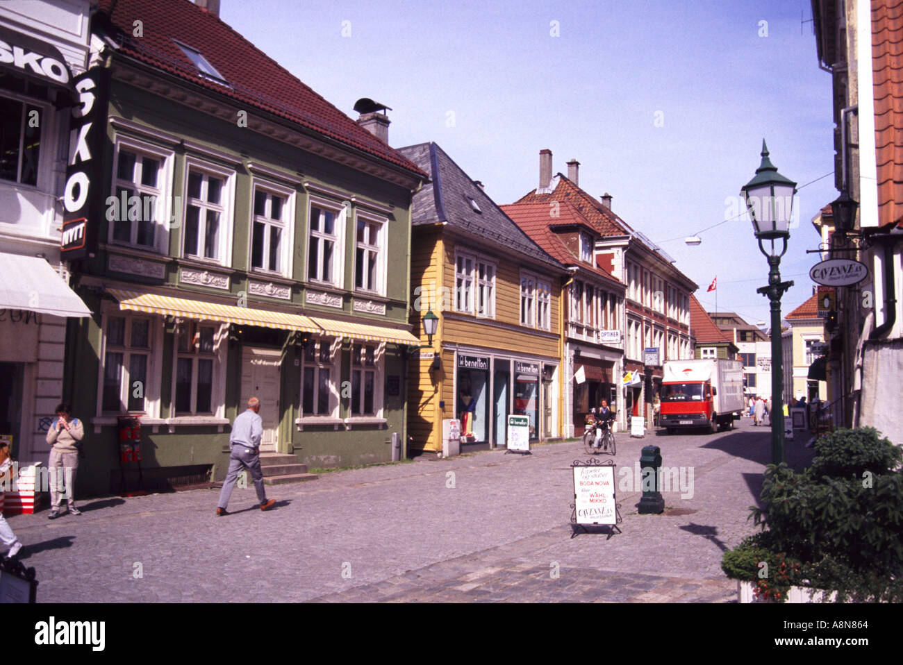 House and street in Bergen Norway Stock Photo