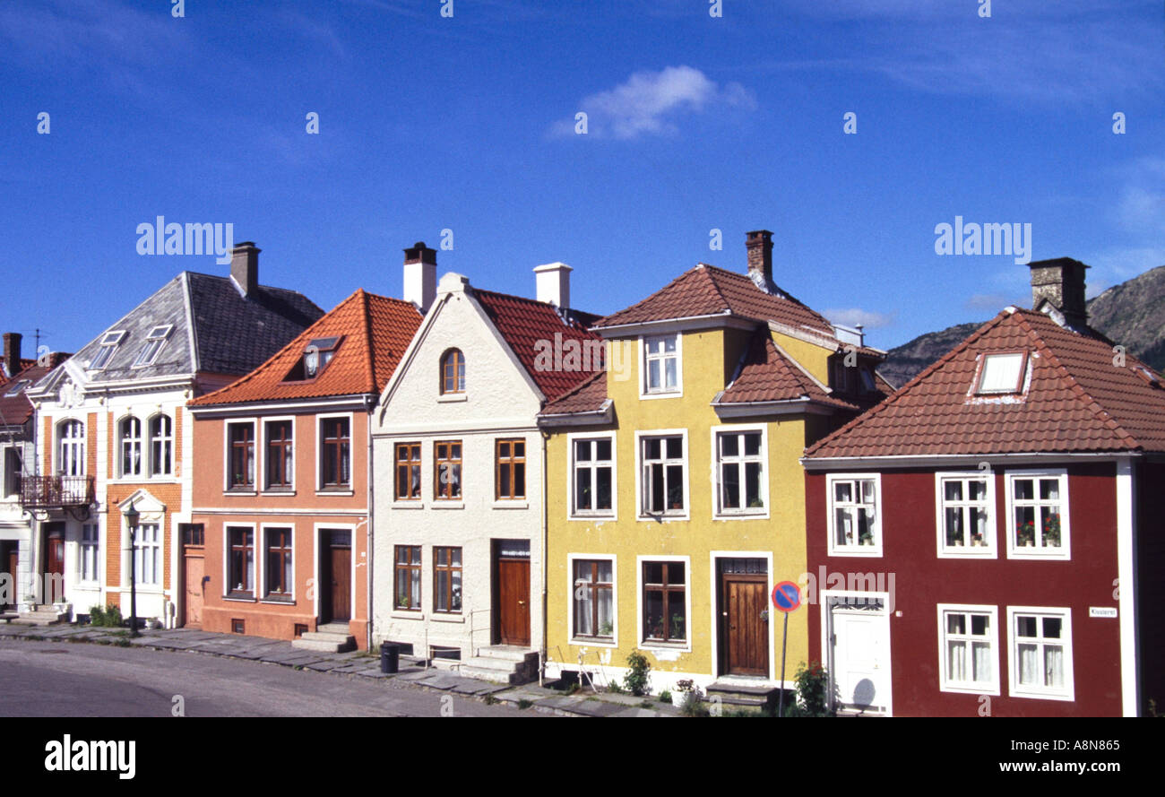 House and street in Bergen Norway Stock Photo