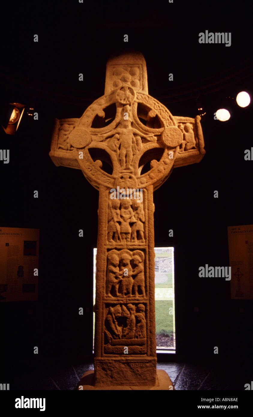 High Cross at Clonmacnois Co Offaly Ireland Stock Photo