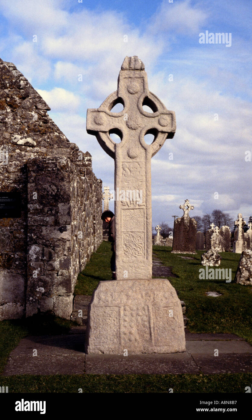 High Cross at Clonmacnois Co Offaly Ireland Stock Photo