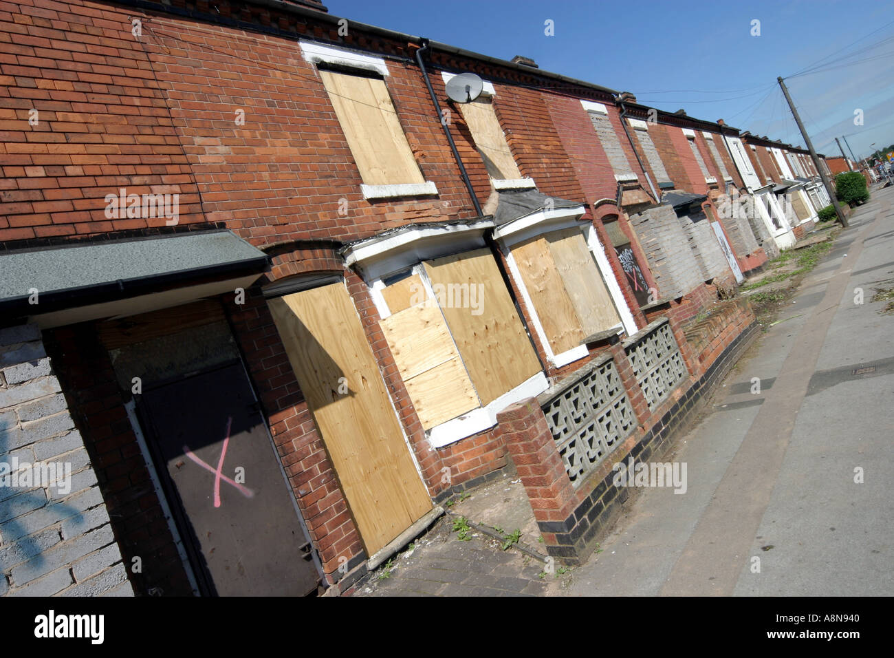 Boarded up derelict housing now demolished in Saltley Birmingham