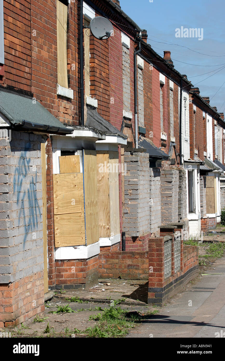 Boarded up derelict housing now demolished in Saltley Birmingham England Stock Photo
