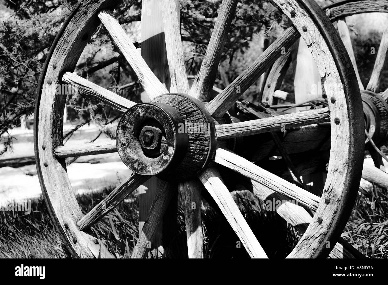 Old Wagon Wheel Stock Photo Alamy