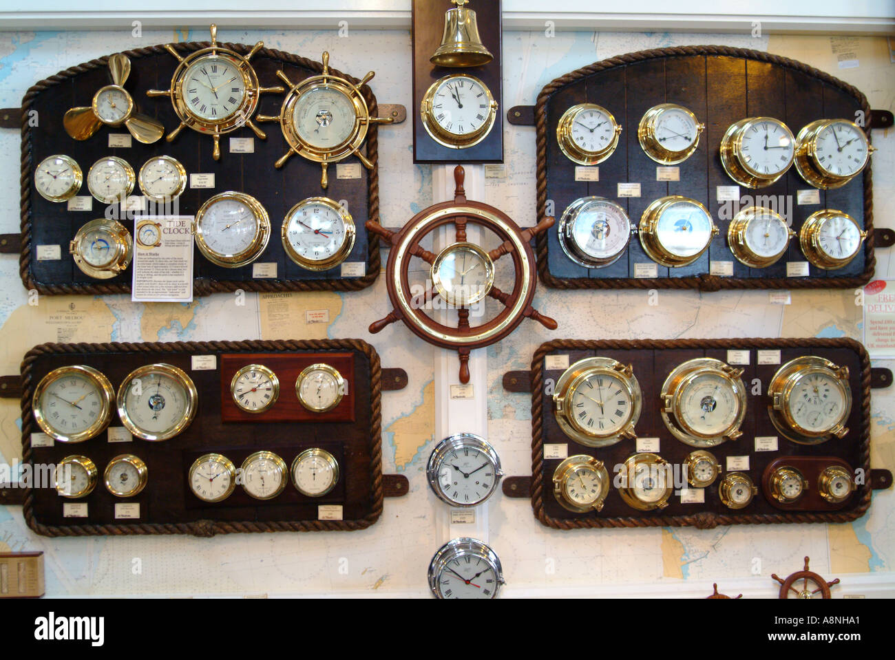 6 Nautical Brass Captain's Clocks