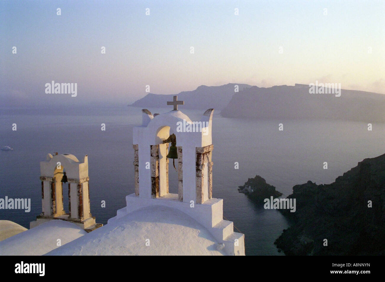Belltower - Oia, Santorini, GREECE Stock Photo