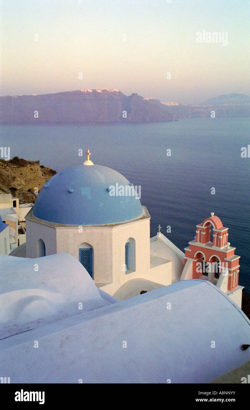 Greek island church - Oia, Santorini, GREECE Stock Photo