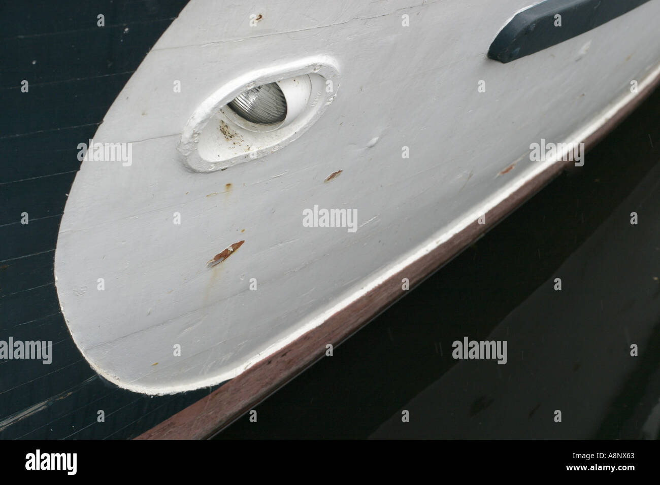 bow of boat with headlight like an eye Stock Photo Alamy