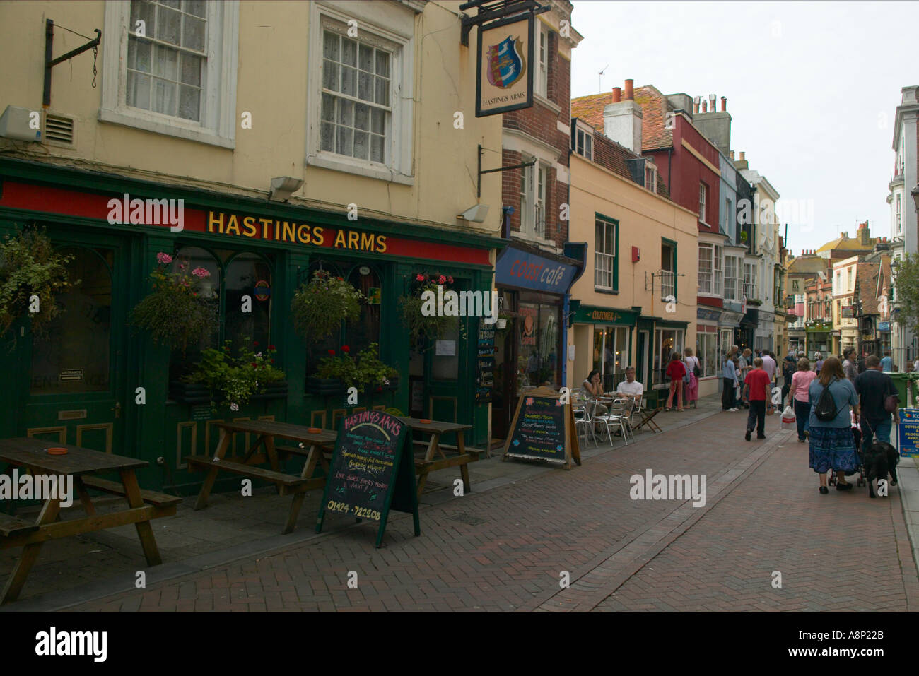 Street in Hastings Old Town a collection of antiques crafts and