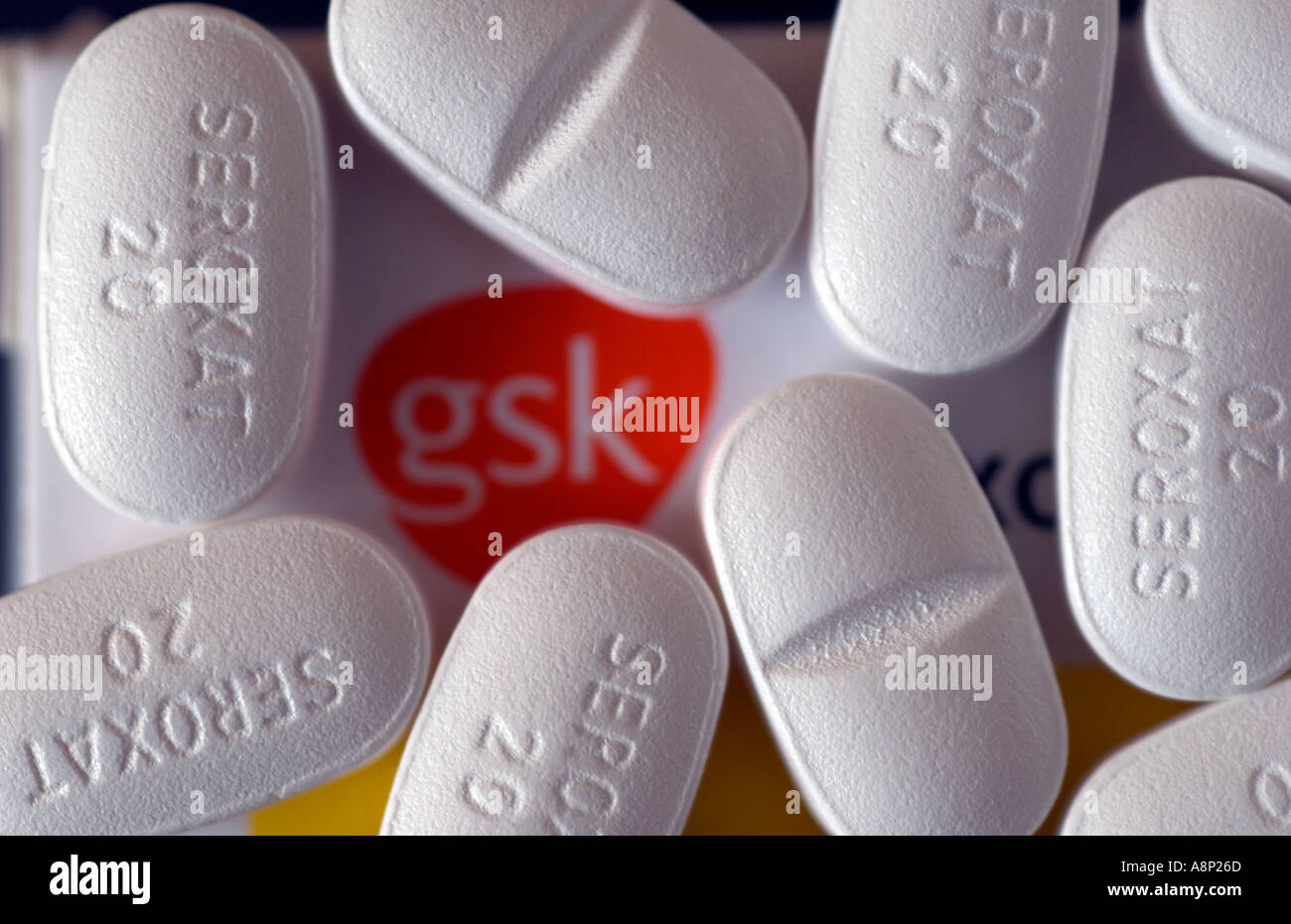Seroxat tablets and packet Stock Photo