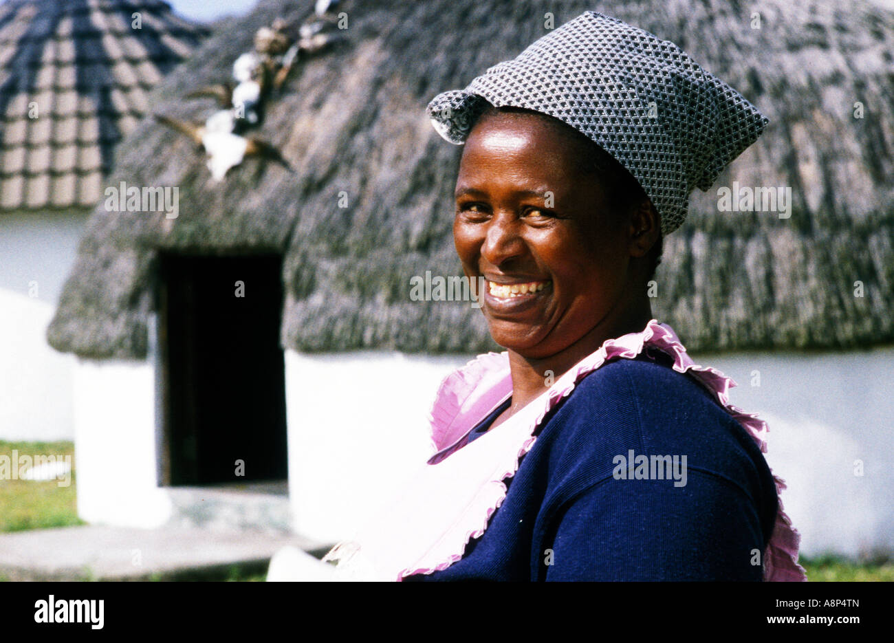 zulu woman in village, uMkhanyakude, St. Lucia, South Africa Stock Photo