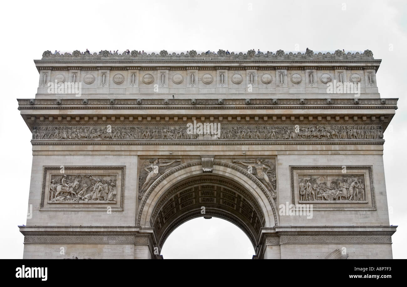 Arch De La Triomphe Arc of Triumph Champs Elysees Paris France sculpture and construction detail Place De Charles De Gaul Stock Photo