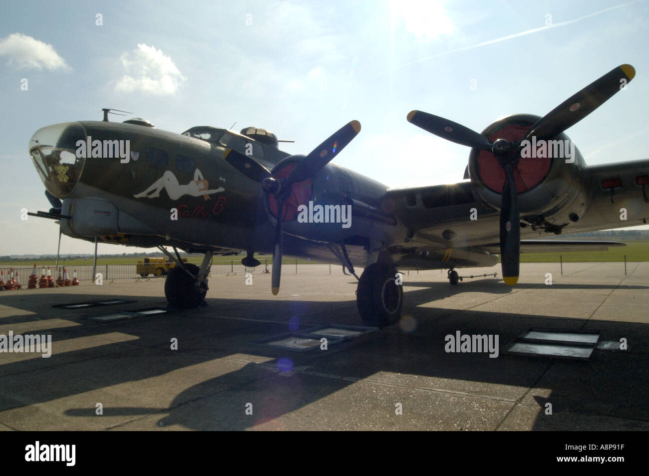 An American Boeing B17 Superfortress WWII bomber at Duxford Stock Photo