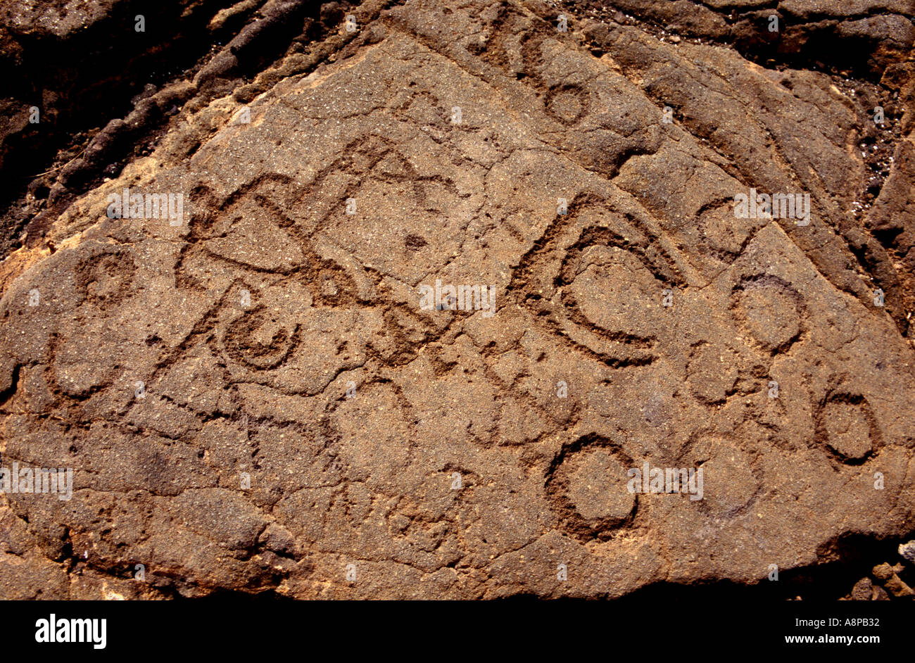 Hawaiian Rock Petroglyph 3 Stock Photo Alamy